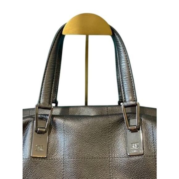 CHANEL CHOCOLATE BAR BOSTON BAG PEWTER*Hologram*COA CARD & ENTRUPY*DUST BAG - Picture 3 of 16